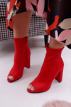 Dámské Kotníkové Boty Na Podpatku Lycra Červené First