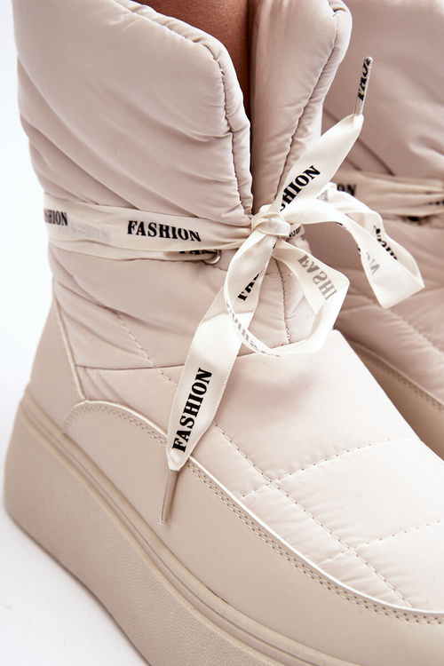 Dámské sněhule s ozdobným svazováním světle béžové Siracna