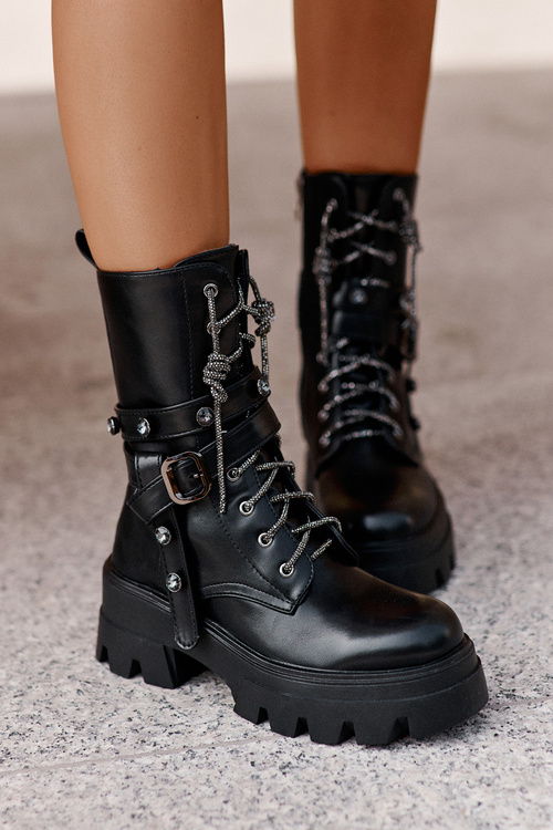 Zateplené Dámske Pracovné Topánky S Pásikmi Čierne Berivana