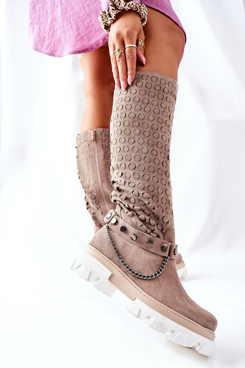 Dámske kožené topánky Lewski Cappuccino semiš 2866