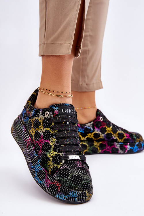 Dámske športové topánky s kamienkami goe ll2n4010 čierna