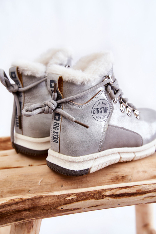 Izolované topánky pre deti pre veľkú hviezdu KK374178 Silver Zip