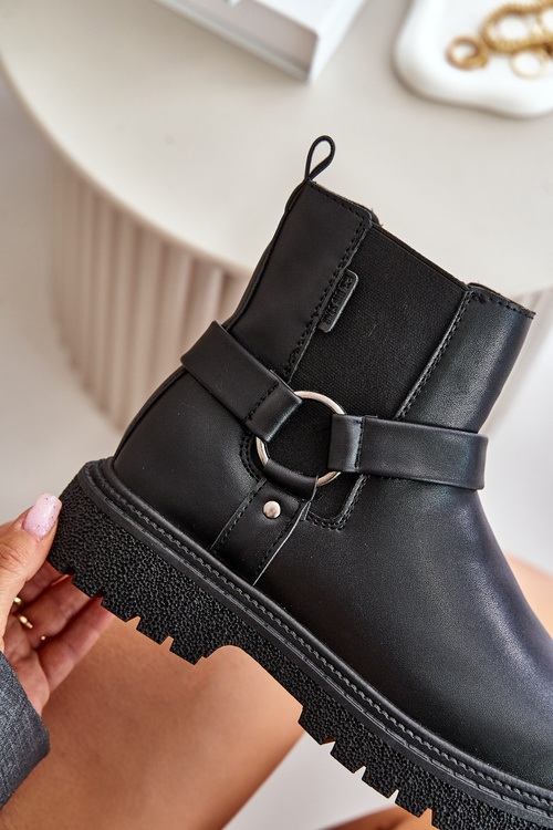 Kotníkové Topánky Zateplené Na Zips Big Star OO274A128 Čierne