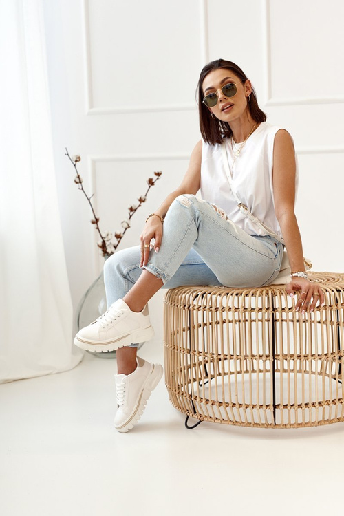 Dámská Sneakersy Na Platformě Bílé Béžové Riri