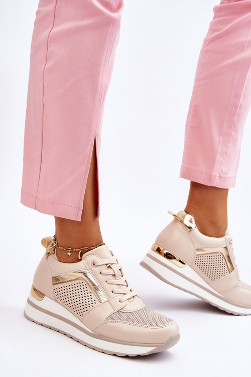 Kožené športové topánky na nízko béžovom braylen klin