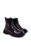 Black Yukko Baby Boots lakovaný zipsom