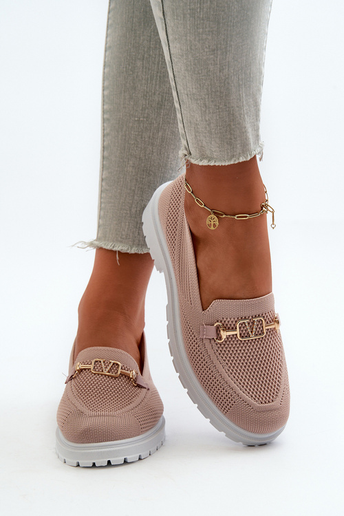 Dámske Mokasíny Na Plochej Päte S Zlatým Detailom Ružové Limentia