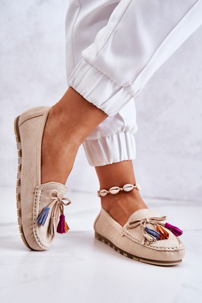 Ženské semišové ľahké béžové mokasíny wlessa