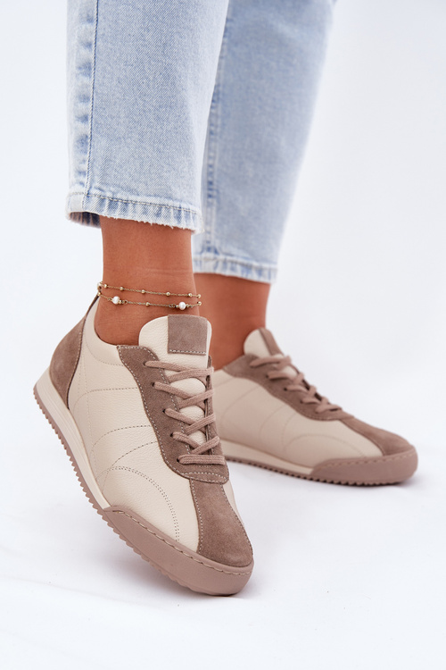 Dámske Kožené Športové Topánky Béžové Laura Messi 2935