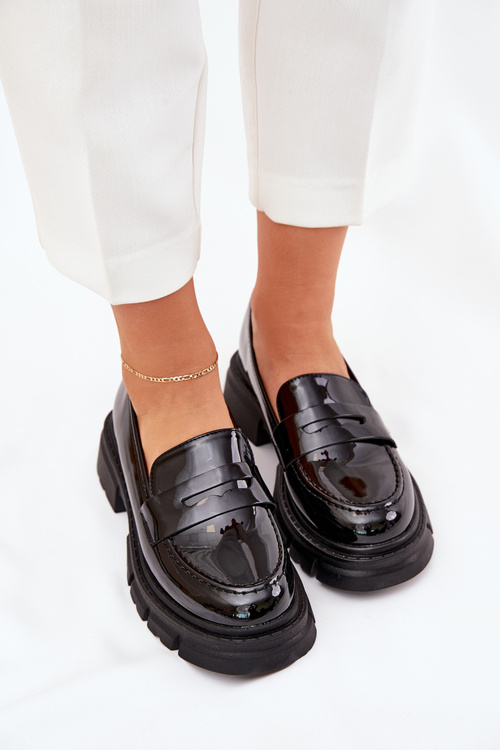 Lakované Dámske Mokasíny Čierne Elearionna