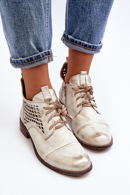 Zazoo 2878 Nízké Kozačky Kožené Dámské Stříbrné