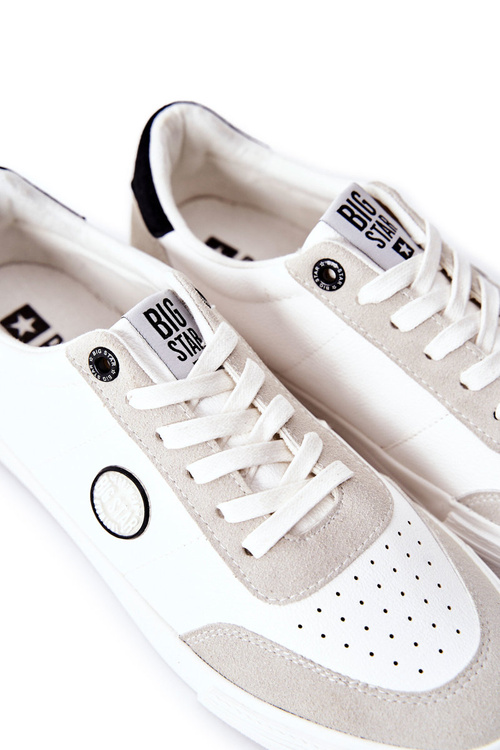 Pánské Kožené Tenisky Big Star II174009 Bílé-Béžové