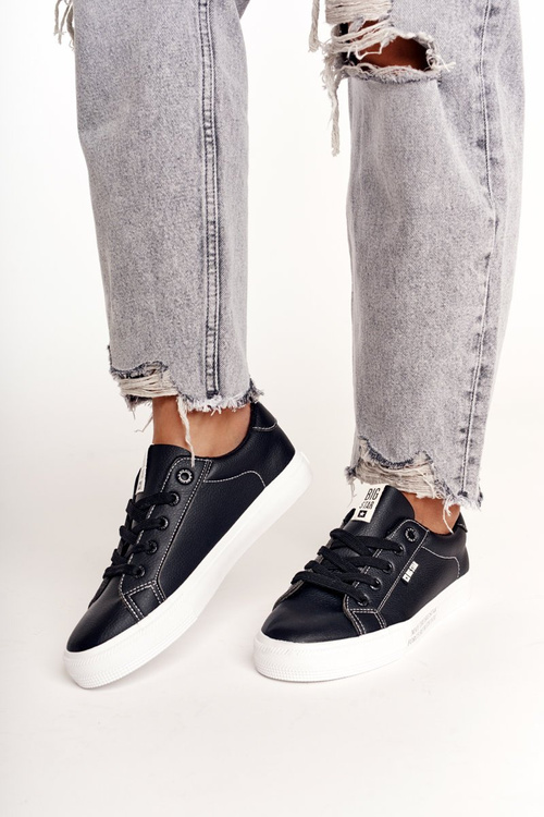 Dámske kožené tenisky s nápisom veľká hviezda EE274315 čierna