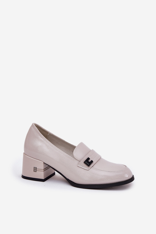 Lakované Kožené Poltopánky Dámske Na Opätku Vinceza 18105 Sivé