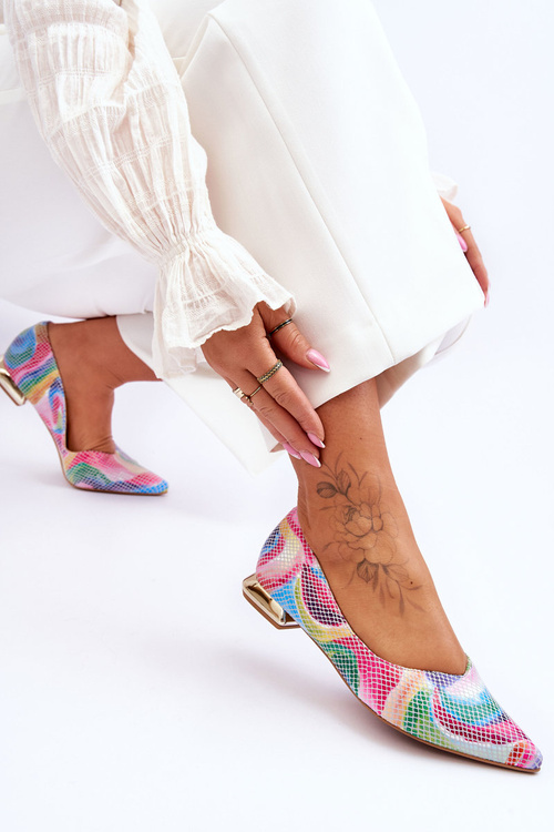 Dámské Baleríny Laura Messi Kožené Tęczowe 2193