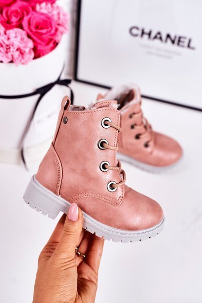 Dětské Boty Izolované Kožešinou Růžové Mia