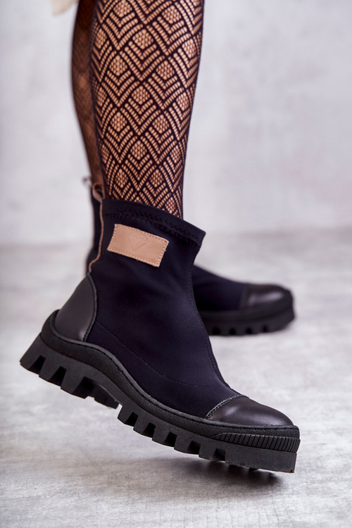 Dámské látkové kozačky Nicole 2703 Černe