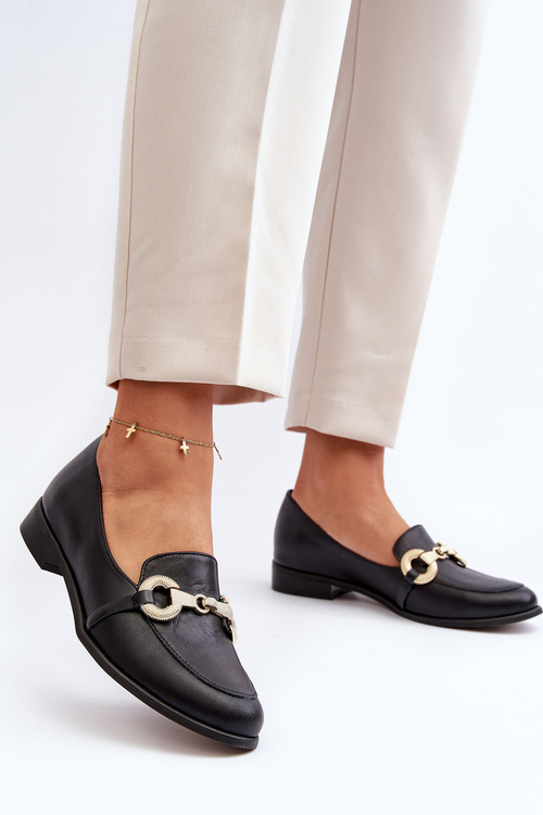 Zazoo 2880 Dámské Mokasíny Kožené S Ozdobou Černé