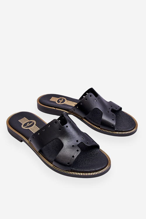 Zazoo 40326 Dámské Žabky S Ozdobnými Výstřihy Černé