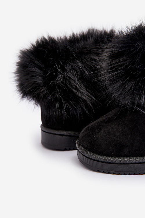 Detské izolované topánky Snehové topánky s kožušinou Black Nohie