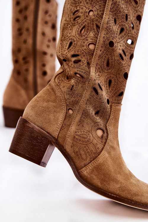 Otvorené semišové topánky lewski topánky 3170 béžová