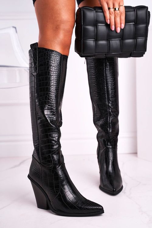 Dámské Kozačky Na Podpatku Černé Higher