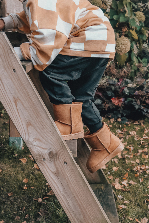 Izolované topánky pre deti snehové topánky khaki gooby