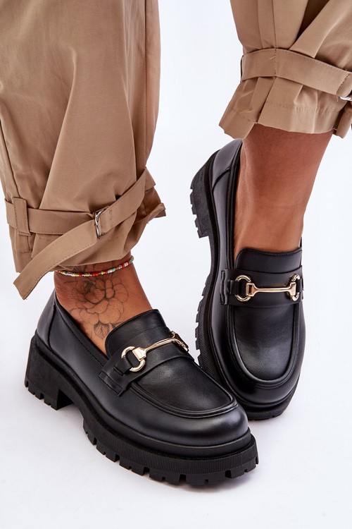 Dámské klasické mokasíny na platformě Černé Miracle