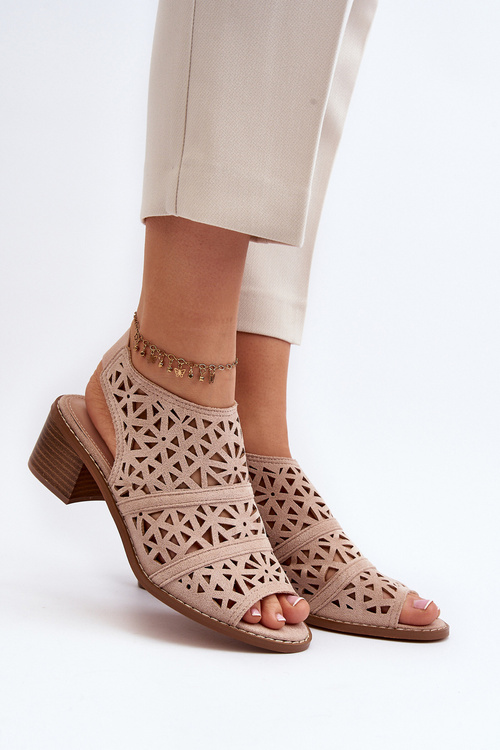 Průsvitné sandály na podpatku v barvě nahá Serapina