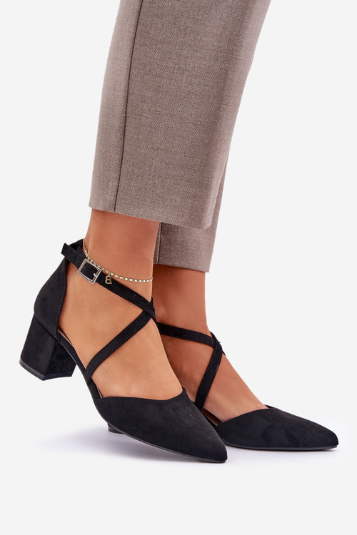 Lodičky na sloupku z eko semiše Sergio Leone SK830 Černé