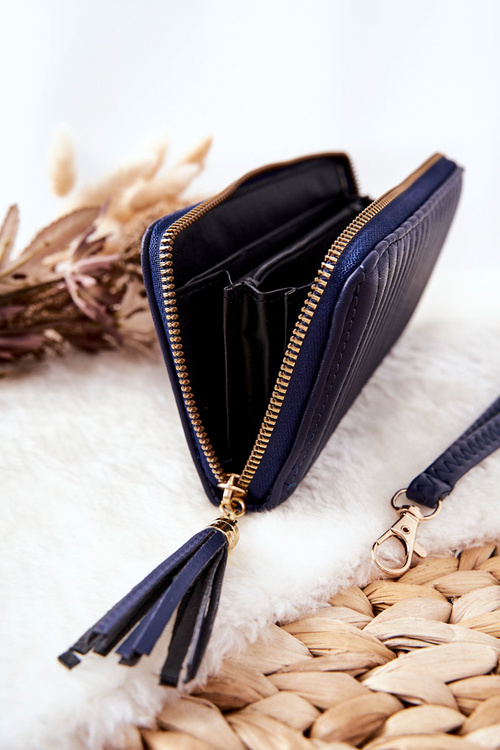 Velká Prošívaná Peněženka s Popruhem Námořnická modř