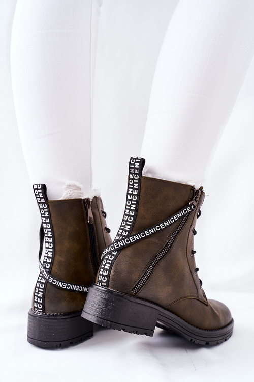 Dámské Kotníkové Ploché Workery Boty Hnědé Goorey