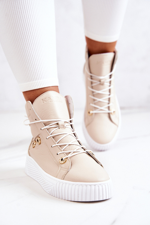 Tenisky s vysokým koženým teniskám béžovo-bielych tenisiek Ashlee