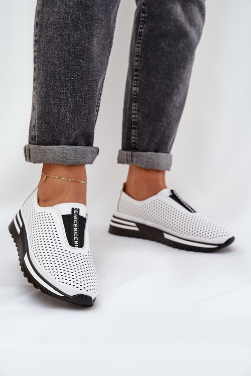 Dámské polobotky z přírodní kůže S.Barski LR51-672 bílé