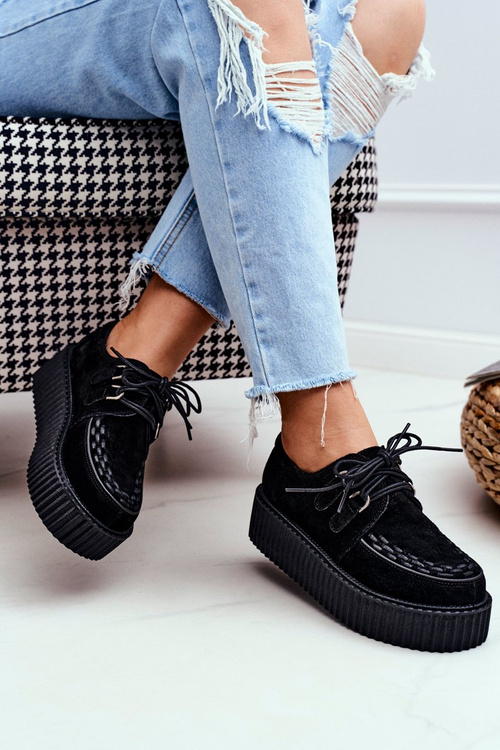 Čierne semišové popínače na platforme Gocain