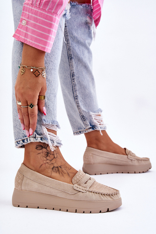 Suede Loafers na svetelnej béžovej platforme Lemar Milana