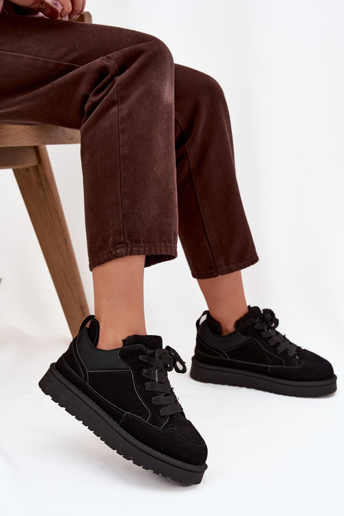 Dámske tenisky s podšívkou z kožušiny Čierne Cyrissa