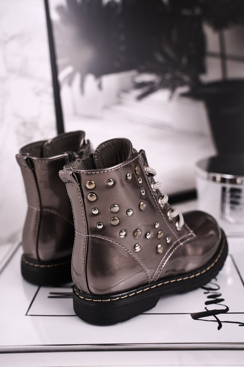 Dětské Izolované Boty Lakované šedé Fame