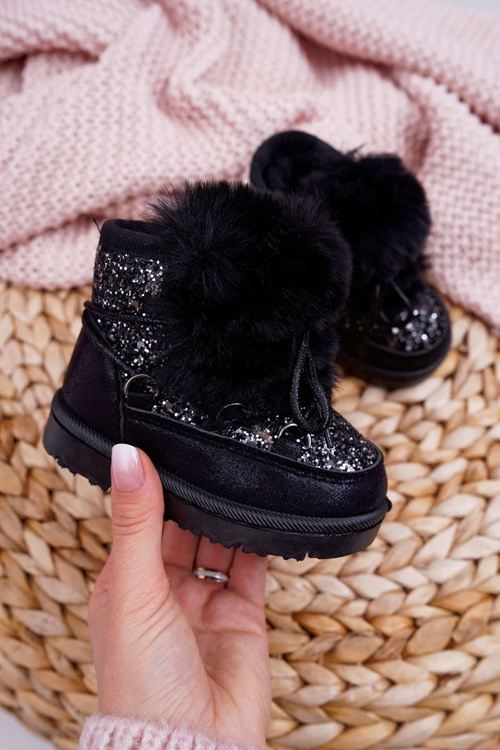 Detské topánky Snehové topánky s kožušinovou čiernou myšou Minnie