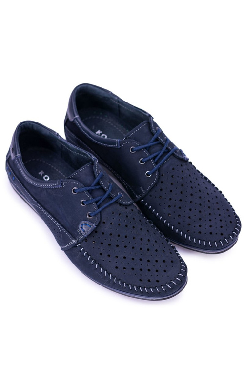 Morty Navy Blue Leather Poise
