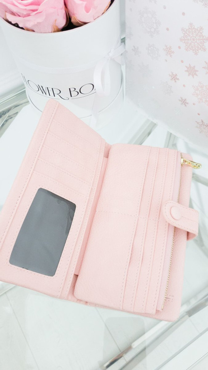 Veľká dámska prášková ružová peňaženka