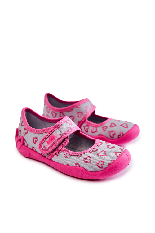 Dětské pantofle Balerína Hearts Befado 123X070 šedo-Růžový