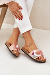 Dámské Pantofle S Květinami Na Korkové Platformě Růžové Zinrosa