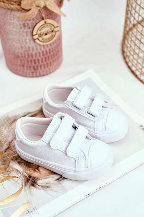 Detské tenisky pre suchý zips, biely pergamen