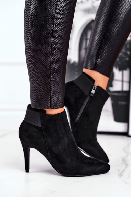 Dámské Kotníkové Boty Na Podpatku Černé Office