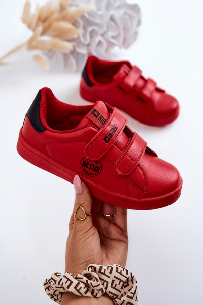 Veľká hviezda DD374030 Red-čierny tenisky na suchý zips