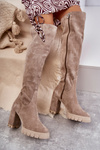 Módní semišové vysoké kozačky Béžové Estrela