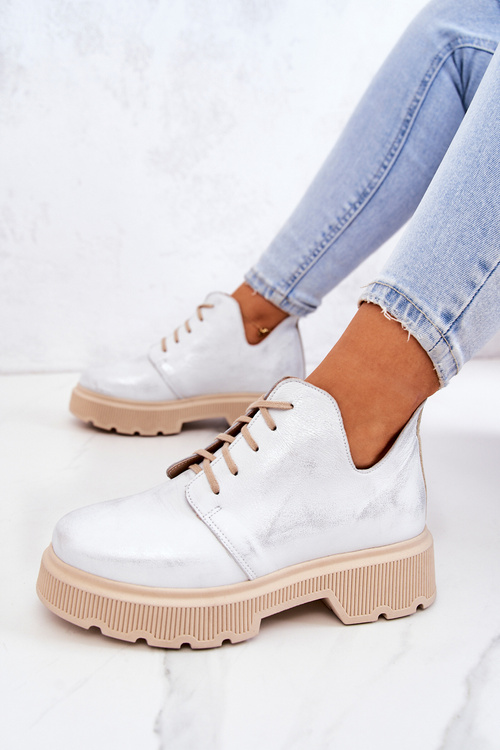 Boty s masivní podrážkou Nicole 2701/005 bílá a stříbrná