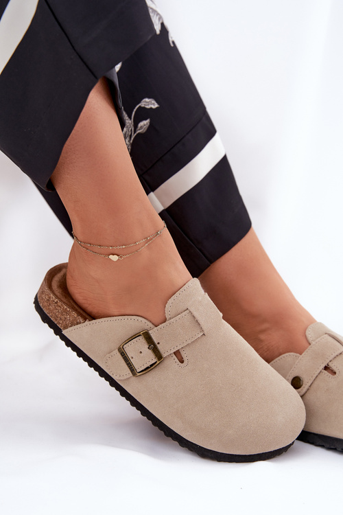 Semišové Dámske Klompy S Prackou Big Star RR274A385 Béžové