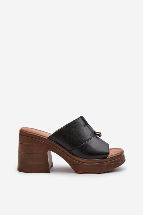 Dámské sandály z eko kůže na platformě a klínu černé Dafira